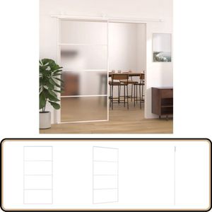 vidaXL Schuifdeur - 102,5x205 cm - Mat ESG-glas - Wit Schuifdeur - Glastuintjesdeur - Aluminium Deur - Witte Deur - Binnendeur