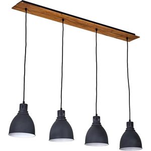 Labe Moderne Rechthoekige zwarte Hanglamp 4-lichtbronnen - Ronde interieur plafondlamp - eetkamer, keuken, slaapkamer, woonkamer - Langwerpig, rond e27 lichtbronnen