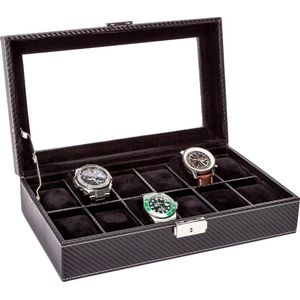 LA ROYALE Horlogebox Classico 12 Carbon - Zwart - 12 horloges