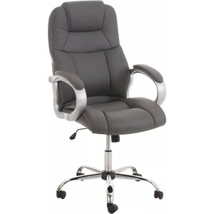 In And OutdoorMatch Bureaustoel Deluxe Domenic - Grijs - Op wielen - Kunstleer - Ergonomische bureaustoel - Voor volwassenen - In hoogte verstelbaar 47-56cm