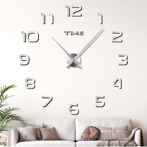 JIZZU DIY 3D Wandklokken Moderne, Stille Grote Wandklok, XXL Stille Spiegelsticker voor Decoratie Cadeau Huis Restaurant Kantoor en Hotel
