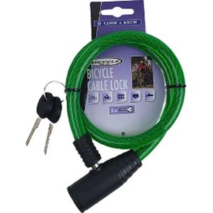 Fiets kabelslot - Groen / Zwart - Kunststof / Metaal - 12 mm x h 65 cm - Slot - Fietsslot - Fietsen - Bike