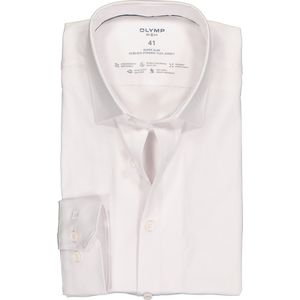 OLYMP No. 6 super slim fit overhemd 24/7 - mouwlengte 7 - wit tricot - Strijkvriendelijk - Boordmaat: 41