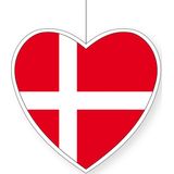 Hangdecoratie hart Denemarken14 cm - Deense vlag EK/WK landen versiering