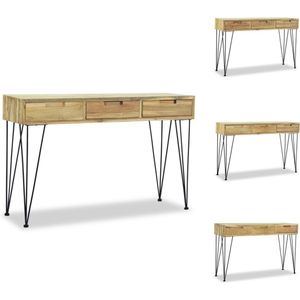 vidaXL Wandtafel - Koloniale stijl - Teakhout - 120 x 35 x 76 cm - 3 lades - Tafel