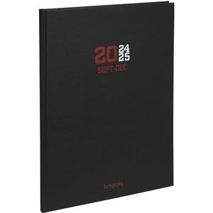 Brepols agenda 2024-2025 - 16 MAANDEN - A4 COLLEGE - Weekoverzicht - Zwart - 21 x 27 cm
