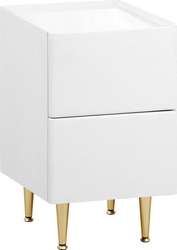 BukkitBow - Smal Nachtkastje - Bijzettafel / Bijzetkastje - Smalle bijzettafel met 2 Laden voor Opbergruimte - 30X40X51CM - Wit