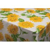 Tafelzeil/tafelkleed wit met zonnebloemen print 140 x 180 cm - Tuintafelkleed - Zonnebloemen
