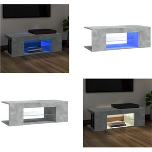 vidaXL Tv-meubel met LED-verlichting 90x39x30 cm betongrijs - Tv-kast - Tv-kasten - Televisiekast - Televisiekasten