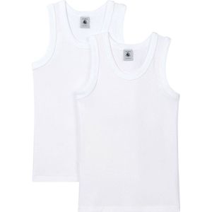 Petit Bateau Set van 2 witte debardeurs voor kleine jongens Jongens Onderhemd - Wit - Maat 128