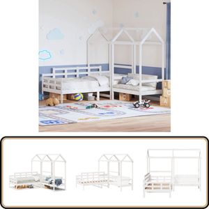 vidaXL Kinderbed met bank en huisje massief grenenhout wit 90x190 cm