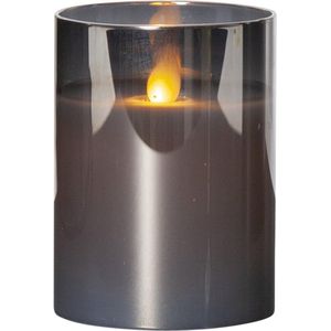 Star Trading Kaars M-Twinkle, zuilkaars, zwart, rookglas, LED, timer, warm wit, flikkerend, 10 cm