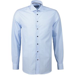 Ledub modern fit overhemd - popeline - middenblauw dessin - Strijkvriendelijk - Boordmaat: 42