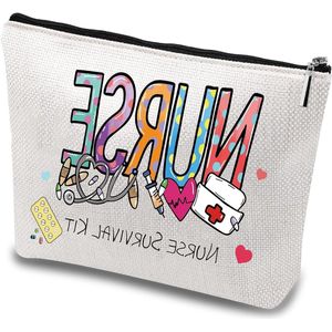 Survival Kit Tas Cosmetische Multifunctionele Make-up Tas Canvas Pen Case Toilettas Grappige Reistas met Rits Benodigdheden Geschenken voor Verpleegkundigen Student Practitioner