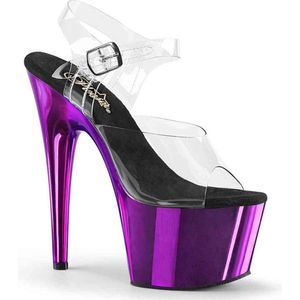 Pleaser - ADORE-708 Sandaal met enkelband, Paaldans schoenen - Paaldans schoenen - 41 Shoes - Zwart/Paars