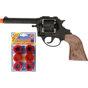 Cowboy speelgoed verkleed revolver/pistool - metaal - 12 schots plaffertjes - met 288 schoten