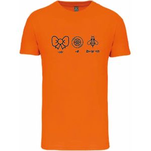 Rebusshirt Ik wil wijn oranje XS