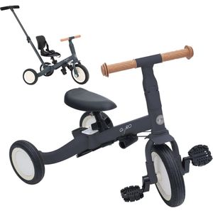 Driewieler - kinderfiets van 1 tot 5 jaar - van driewieler tot fiets, met of zonder pedalen - aanpasbaar en transformeerbaar (grijs)