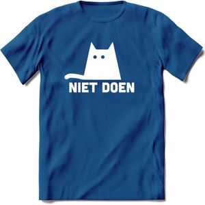 Niet Doen! - Katten T-Shirt Kleding Cadeau | Dames - Heren - Unisex | Kat / Dieren shirt | Grappig Verjaardag kado | Tshirt Met Print | - Donker Blauw - 3XL