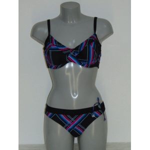 SHIWI GABY Black/Blue/Pink Soft-Cup Bikinitop + Brief maat 85D