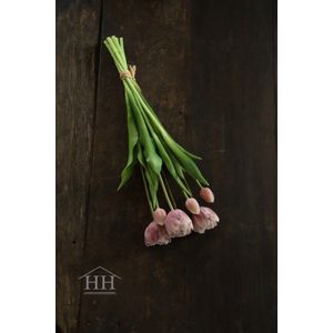 Kunst pioentulpen - donker roze - dubbele tulpen - real touch - 7 stelen - nep tulpen - nep bloemen