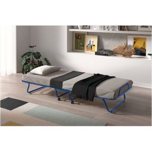 Vouwbed, Opklapbed, Logeerbed, 'Safari' 80x190 cm metaal, Mousse 21 kg., dikte 9 cm, 15 latten