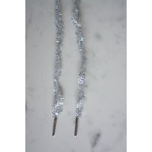 Schoenveters zilver - kerst slinger - 120cm met zilveren nestels