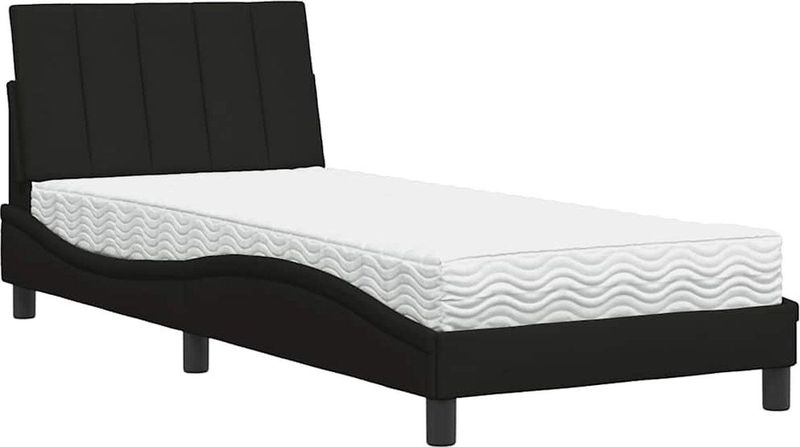 vidaXL - Bed - met - matras - stof - zwartx200 - cm