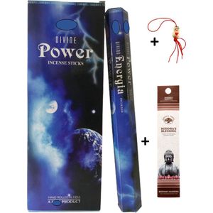 2 Kokers - Wierook - Wierookstokjes - Wierooksticks - Incense sticks - Divine Power - 40 stokjes + 5 mini wierookstokjes + Gelukspoppetje