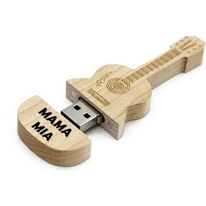 Hout gitaar 128GB 3.0 usb stick met naam bedrukken