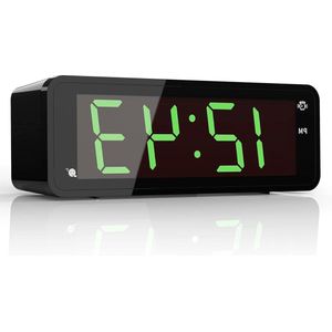 Digitale wekker 18 inch led grote cijfers display alarmklok - batterijen - instelbare helderheid - snooze - 12/24 HR - gemakkelijk leesbare cijfers - senioren - groene weergave