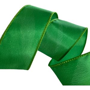 Kerst Lint met IJzerdraad | Satijnlint met Draad | Luxe Glanzende Kwaliteit Lint 38mm (3,8cm) | Groen Lint Satijn | Decoratielint | Stoffen Lint | Cadeaulint | Lengte: 3 Meter