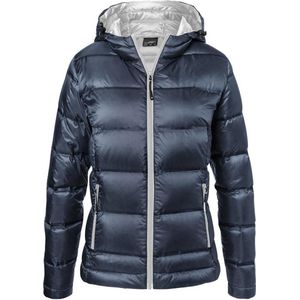 James and Nicholson Dames/dames Hooded Down Jacket (Marine / Zilver)