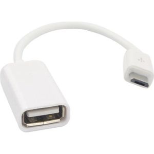USB Micro B (m) naar USB-A (v) OTG adapter - USB2.0 - tot 1A / wit - 0,15 meter