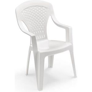 Set van 4 Capri stapelbare tuinstoelen uit één stuk - 56 x 58 x 90 cm - Wit