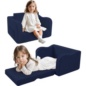 Uitklapbare kinderbank, kinderstoel, comfortabele babybank, kinderloungestoel voor peuters van 1 tot 4 jaar, omkeerbare kinderligstoel, uittrekbare stoel voor jongens en meisjes,
