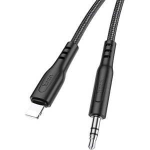 Hoco -  Lightning Audio Kabel 3.5mm Aux Audio Jack 1 Meter - Geschikt voor in de Auto - Zwart