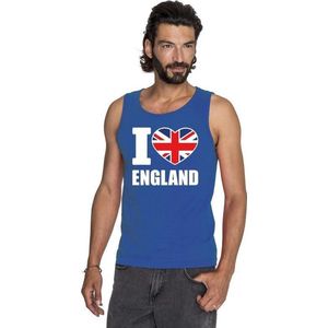 Blauw I love Groot-Brittannie supporter singlet shirt/ tanktop heren - Engels shirt heren XL