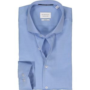 ETERNA slim fit overhemd - twill - blauw - Strijkvrij - Boordmaat: 41