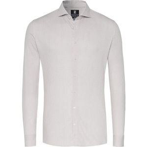 Desoto - Essential Overhemd Hai Piqué Strepen Beige - Heren - Maat 40 - Slim-fit