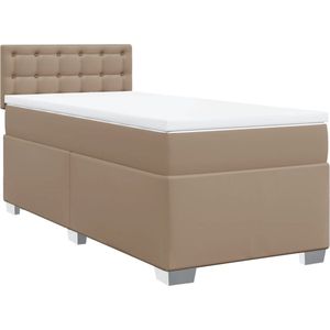 vidaXL - Boxspring - met - matras - kunstleer - cappuccinokleurig - 90x200 - cm