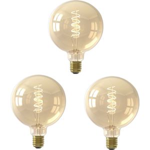 3 stuks | Calex LED Globelamp G125 3.8W 250lm 2100K Goud Dimbaar | E27 | Zeer Warm Wit | 3.8 watt | 15.000 Branduren