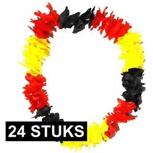 24x Hawaii krans Belgie - Hawaii kransen in Belgische kleuren 24 stuks