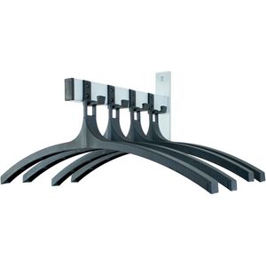 V-part - Wandgarderobe HIQ 4 hangers - Steel Plastic - zwart, aluminiumgrijs - Kapstok