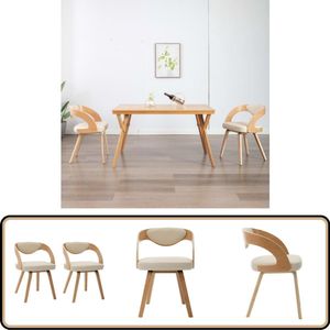 vidaXL Eetkamerstoelen - 2 stuks - Hout en Kunstleer Eetkamerstoel - Kunstleder - Vintage Stijl - Retro Meubilair - Creme Kleurtje