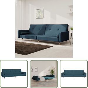 The Living Store Slaapbank 2-zits met 2 kussens fluweel blauw - Slaapbank - Tweezitter - Sofa Bed - Lounge Meubilair - Slaapkamer Meubilair
