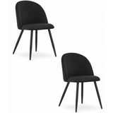 Set van 2 Stoelen BELLO - Zwart Velvet, Zwarte Metalen Poten, Modern Design en Uitstekend Zitcomfort voor Woonkamer, Slaapkamer, Eetkamer of Kantoor, Max. 120 kg