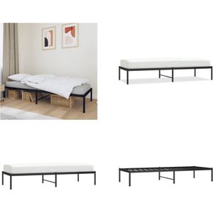 vidaXL Bedframe metaal zwart 75 x 190 cm - Bedframe - Bedframes - Eenpersoonsbed - Bed