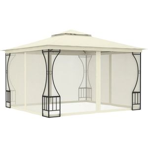 The Living Store Paviljoen 300x300 cm - Staal en Polyester - UV-bestendig - Crème