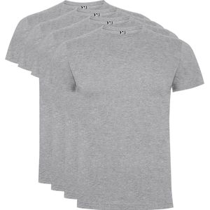 4 Pack Dogo Premium Unisex T-Shirt merk Roly 100% katoen Ronde hals Licht Grijs gemeleerd Maat L